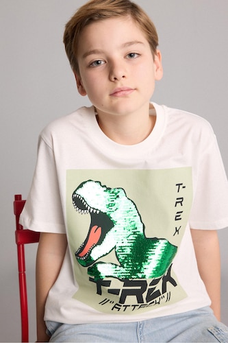 Young Boys - Teen Boys Ecru Short Sleeve T-Shirt