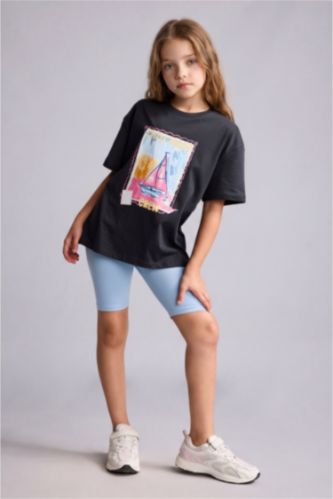Young Girls - Teen Girls Black Girl Crew Neck Printed Short Sleeve T-Shirt