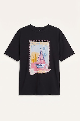 Girl Crew Neck Printed Short Sleeve T-Shirt