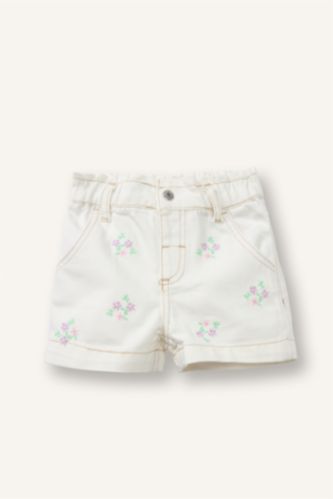 Kız Bebek Ekru Pamuklu Şort Kız Bebek