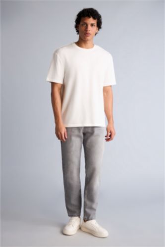 Erkek Gri Slım Tapered Fıt Pantolon