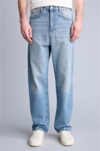 Erkek Açık Mavi Baggy Fıt Pantolon