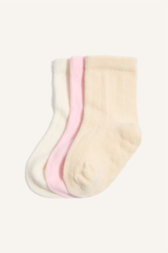 Kız Bebek Yumuşak Pamuklu 3'Lü Çorap Kız Bebek