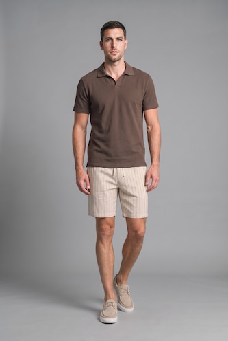 Men Doğal Açık Bej Relax Fit Shorts