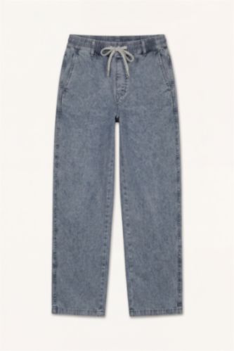 Men Blue Grey Wide Leg Trousers