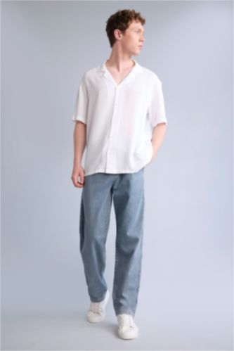 MAN Blue Grey Wide Leg Trousers