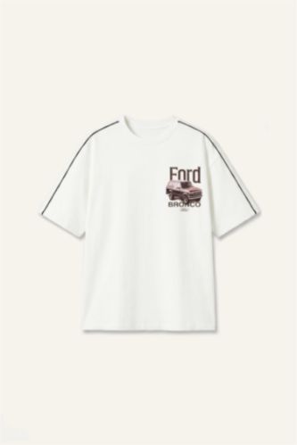 Men Ecru Boxy Fit Short Sleeve T-Shirt