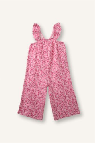 Kız Bebek Pembe %100 Pamuk Kız Bebek Floral Bürümcük Tulum