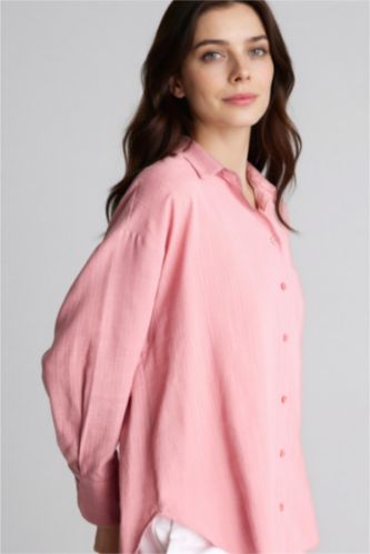 Kadın Açık Pembe Uzun Kollu Gömlek Tunik