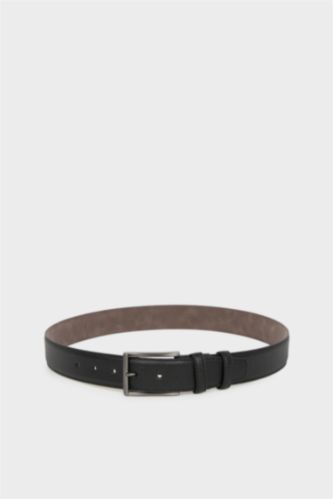 Erkek Siyah Erkek Dikdörtgen Toka Suni Deri Jean Kemeri