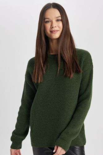 Regular Fit Bisiklet Yaka Basic Triko Kazak