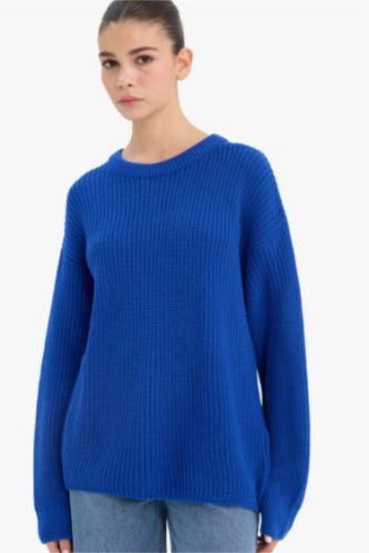 بلوز صوف قصة عادية بياخة مستديرة