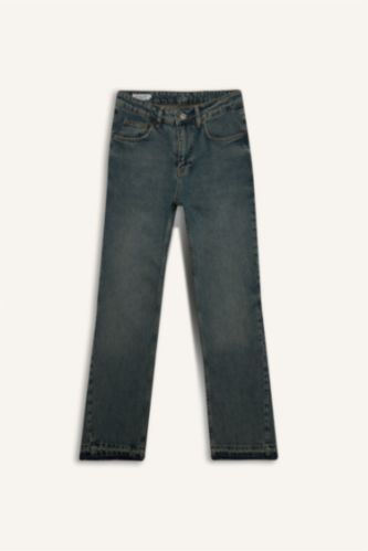 Erkek Koyu Yeşil Flare Fıt Pantolon