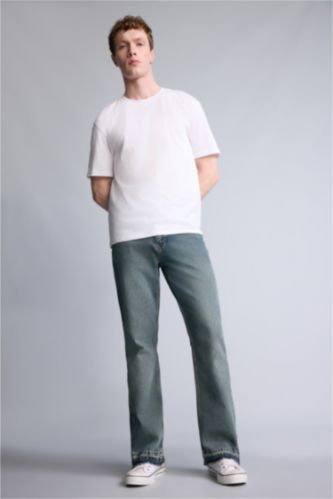 Мужчины Темно-зеленый Брюки Flare Fit