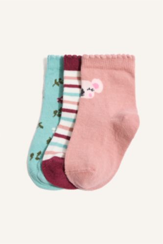 Kız Bebek Karma Pamuklu 3'Lü Çorap Kız Bebek
