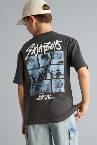 Young Boys - Teen Boys Anthracite Oversize Fit Short Sleeve T-Shirt