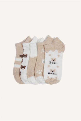 Women Brown 5 Piece Cotton Short Socks