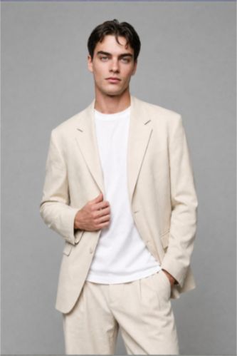 Men Ecru Oversize Fit Sensual Blazer