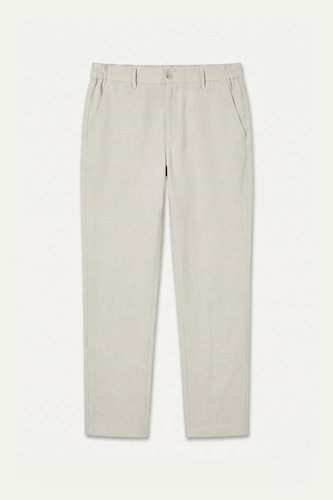 Regular Fit Elastic Waist Beige Trousers