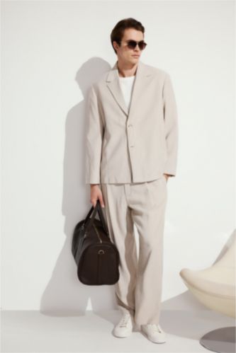 Men Stone Wide Leg Trousers
