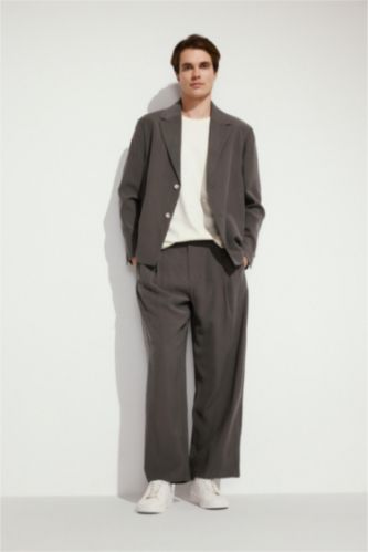 Men Dark Khaki Wide Leg Trousers
