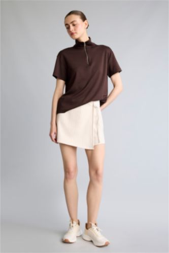 Woman Ecru Standard Fit Sports Modal Skort