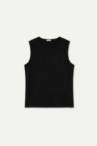 Men Black Regular Fit Crew Neck Tank Top