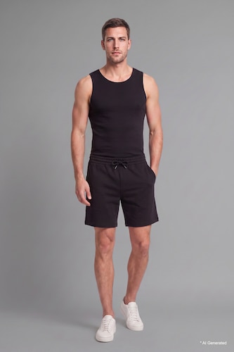 Erkek Siyah %100 Pamuk Regular Fit Atlet
