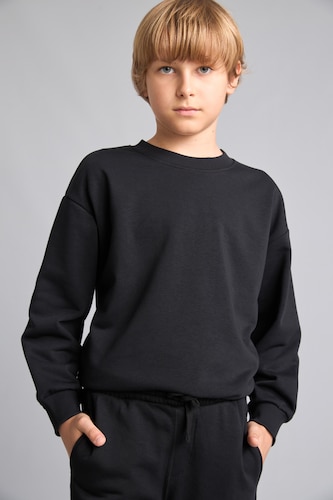 GARÇONS Noir Sweatshirt noir oversize à col rond pour garçon