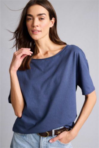 WOMAN Anthracite تيشيرت نص كم اوفر سايز