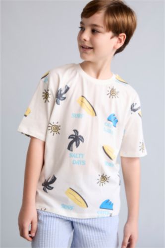 Young Boys - Teen Boys Ecru Oversize Fit Short Sleeve T-Shirt