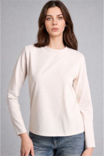 Kadın Taş Slim Fit Uzun Kollu Tişört