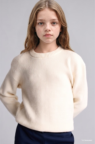 Girl Regular Fit Crew Neck Pullover