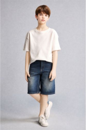 Boys & Teens Blue شورت جينز ولادي كروب فيت