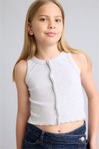Young Girls - Teen Girls Light Grey Melange Girl Ribana Tank Top