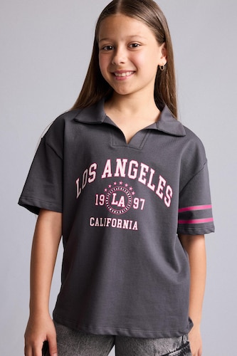 GIRLS & TEENS Anthracite Girl Anthracite Slogan Short Sleeve T-Shirt