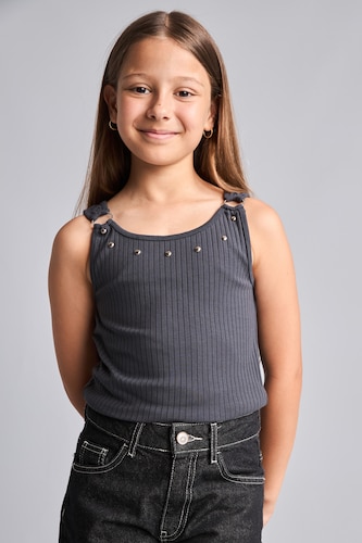 بنات أنثرا غامق Girl Anthracite Crew Neck Camisole Tank Top