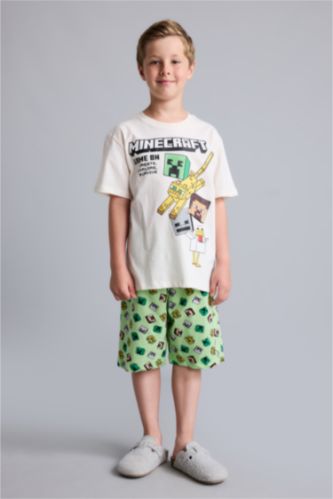 Young Boys - Teen Boys Ecru 2 piece Regular Fit Minecraft Licensed Knitted Pyjamas