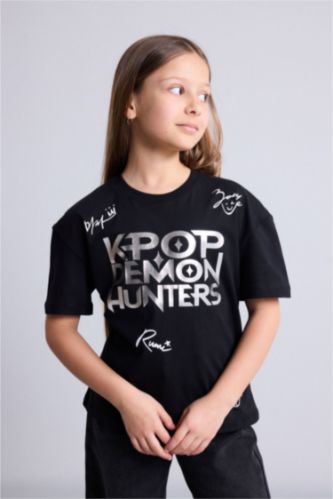 Young Girls - Teen Girls Black Relax Fit Short Sleeve T-Shirt