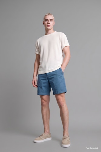 Erkek İndigo Relaxed Fit Bermuda Şort