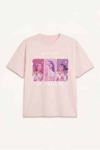 Young Girls - Teen Girls Light Pink Oversize Fit Short Sleeve T-Shirt