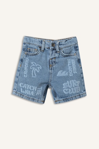 Baby Boy Tropical Patterned Denim Shorts