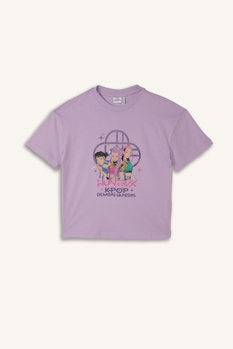 T-shirt  100% coton à col rond et manches courtes K-Pop pour fille