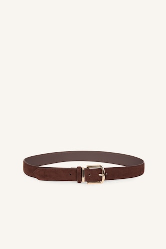 Women Brown Woman Double Sided Clasp Faux Leather Jean Belt