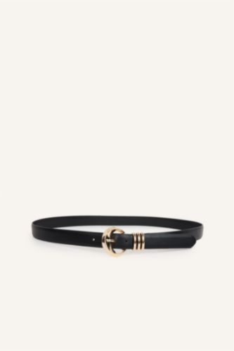 Woman Black Woman Rectangle Clasp Faux Leather Jean Belt