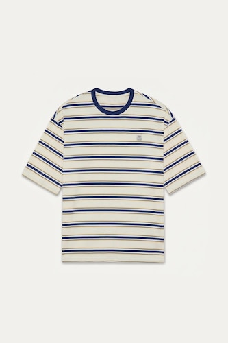 Boxy Fit Crew Neck Striped Short Sleeve T-Shirt