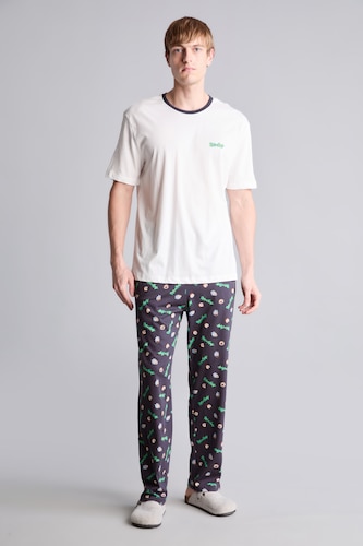 MAN Ecru Regular Fit 2 Piece Pyjama Set
