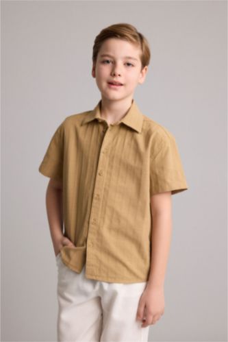 Young Boys - Teen Boys Beige Regular Fit Short Sleeve Shirt