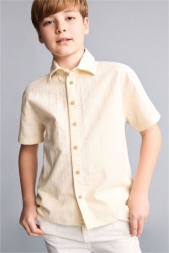 Young Boys - Teen Boys Ecru Regular Fit Short Sleeve Shirt