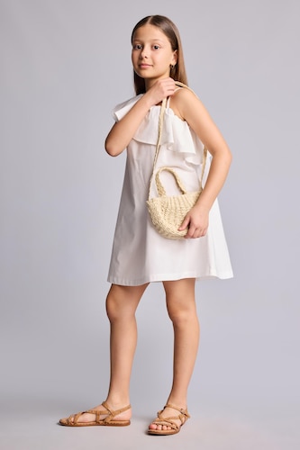 Young Girls - Teen Girls White Sleeveless Woven Dress
